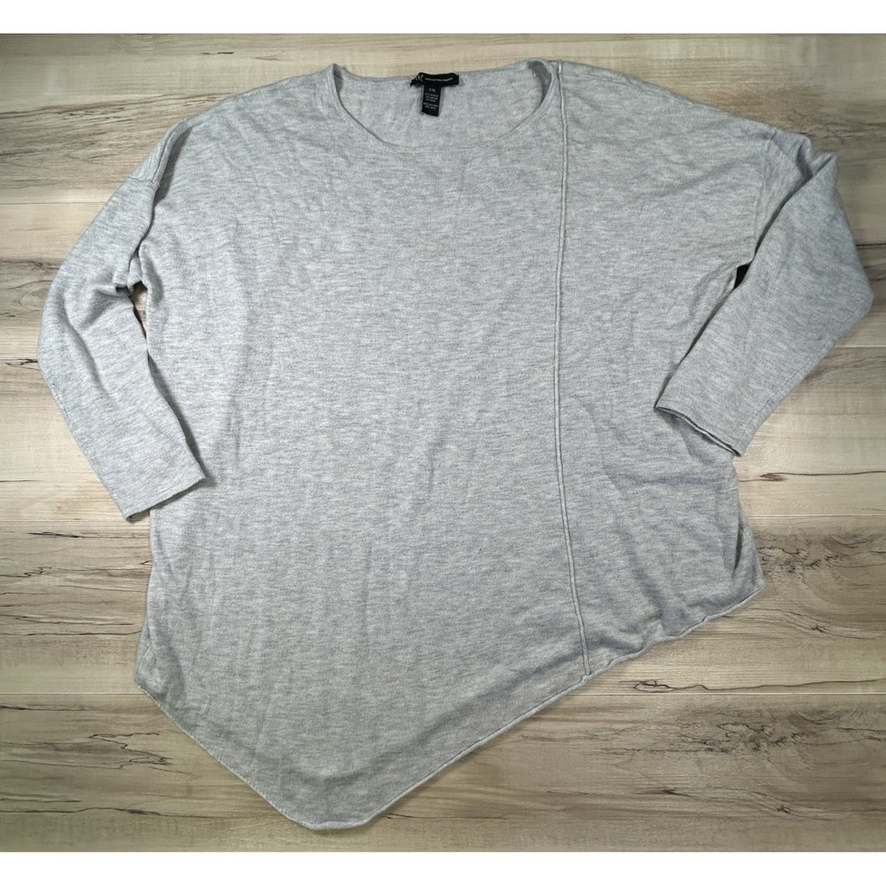 INC GRAY KNIT ASYMMETRICAL Sweater TOP SHIRT TUNIC Size XXL Pullover